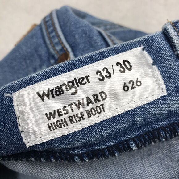WRANGLER 626 Jeans Women 33x30 Westward High Rise Boot Light Wash Denim Blue - Picture 13 of 16